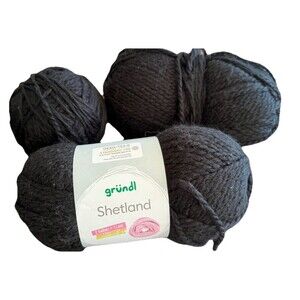 Lot of 3 Gründl Shetland Wool Blend Yarn Black #11 Bulk 318g